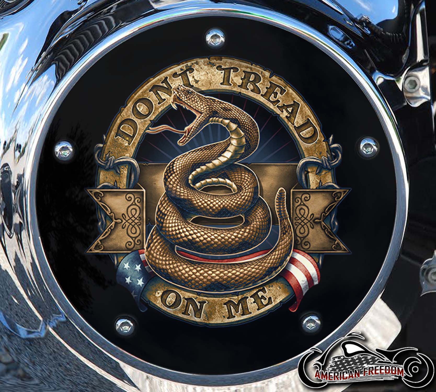 Custom Derby Cover - Don't Tread On Me Bronze